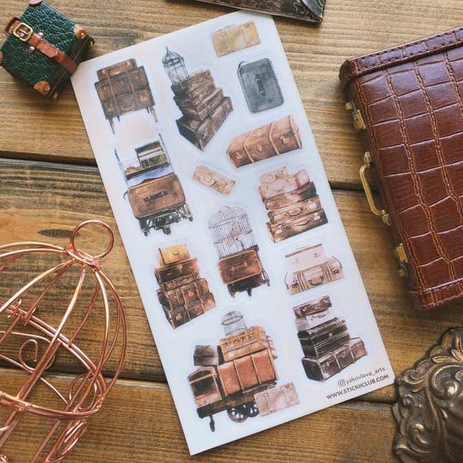 Vintage Travel Luggage Stickers - Waterproof Decorative Vinyl Labels for Suitcases, Journals & Scrapbooks - Perfect for DIY Travel Scrapbooking, Passport Covers & Gift Tagging