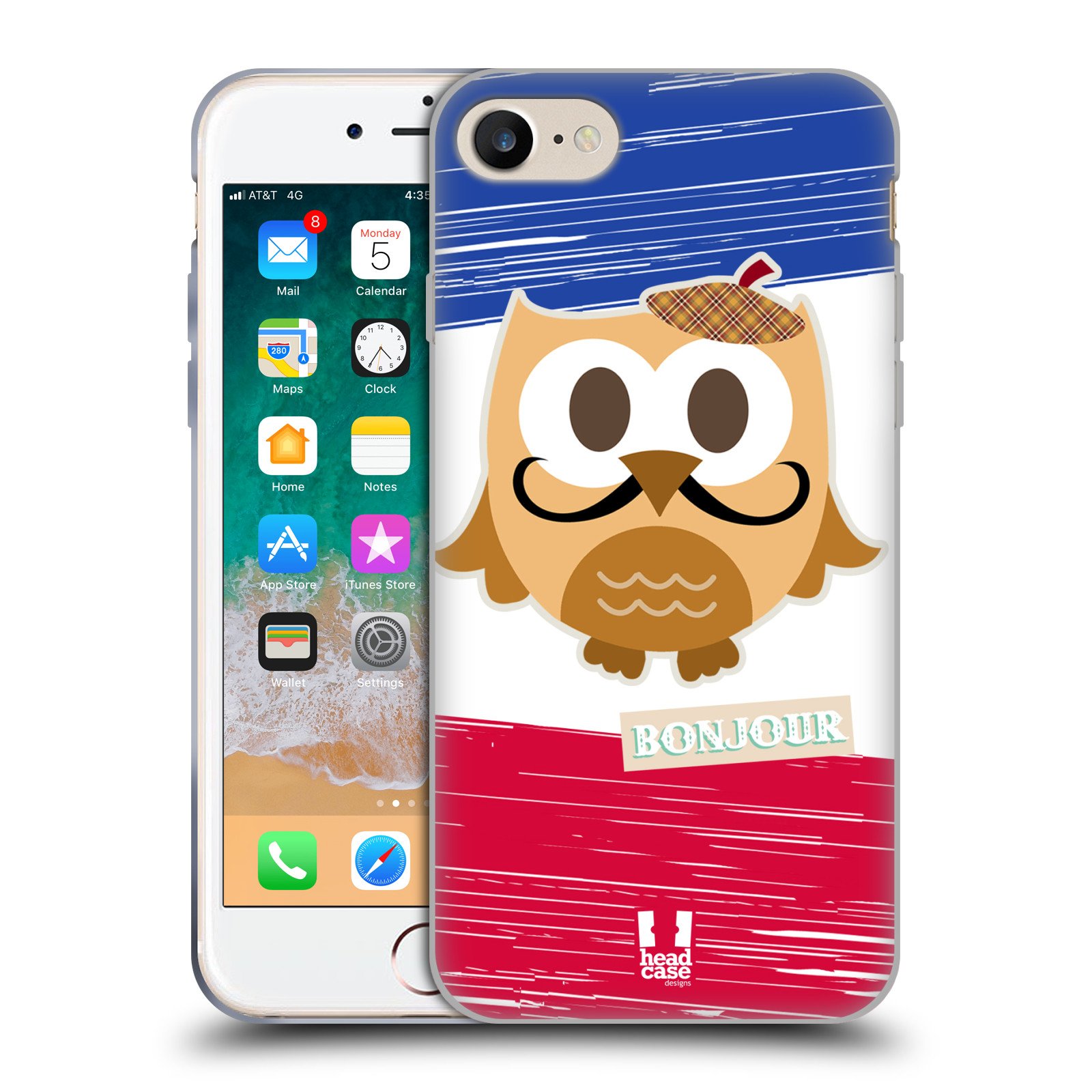 Cute French Kawaii Owl Soft Gel Phone Case for Apple iPhone 7/8/SE (2020 & 2022) - Protective Slim Cover with Unique Design for Girls & Teens - Perfect for School, Work & Everyday Use