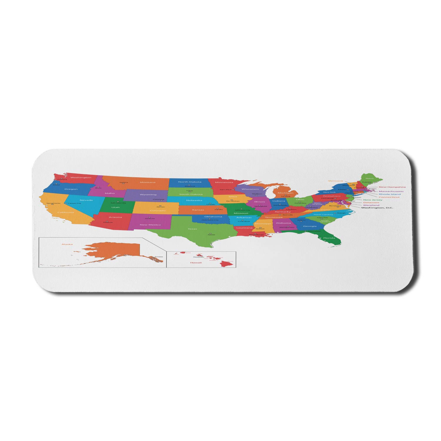 Ambesonne Colorful US Map Print Computer Mouse Pad - Non-Slip Rubber Gaming Mousepad (31