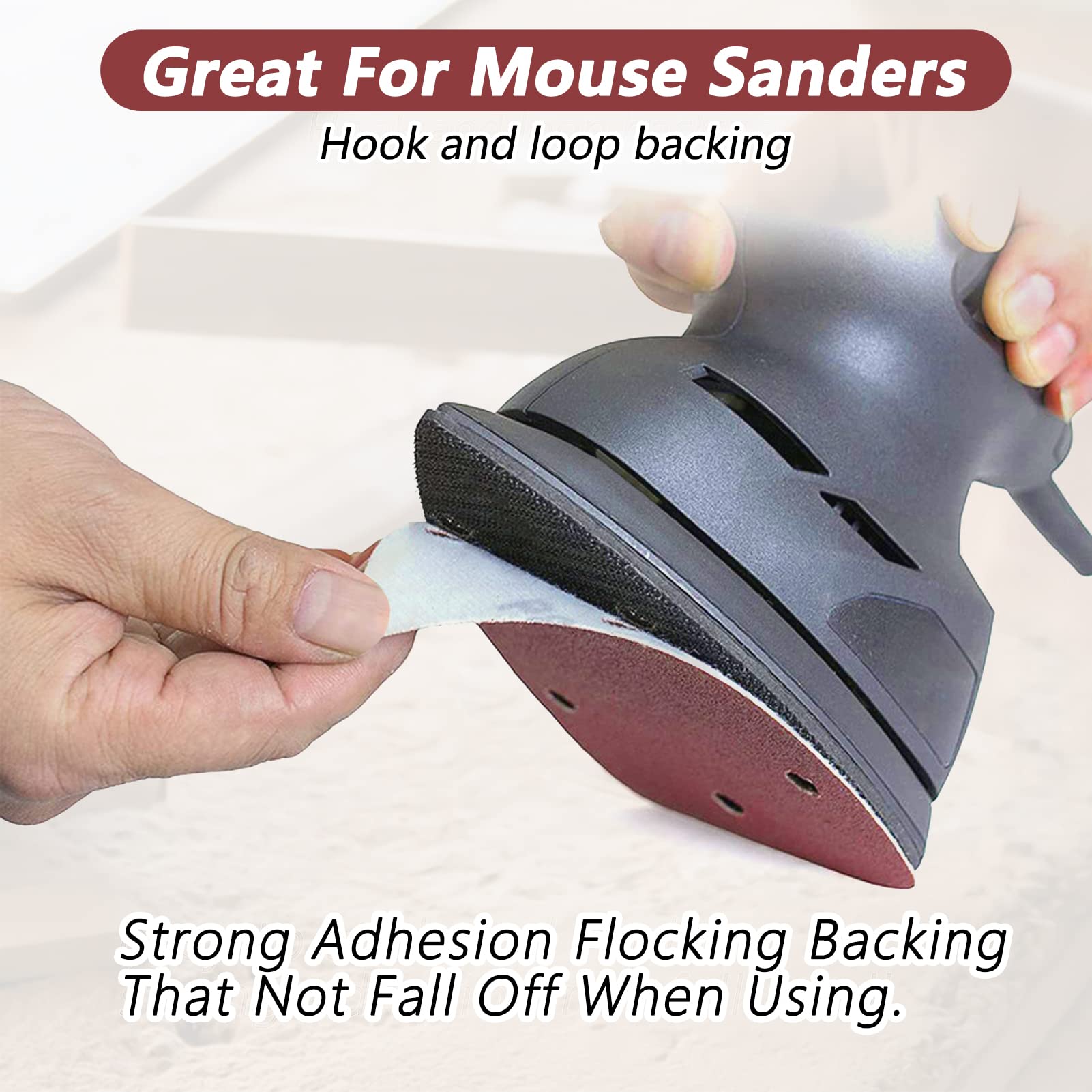 ZEHIQ 60-Piece Mouse Detail Sander Sandpaper Set - 5 Hole Hook & Loop Sanding Discs (40/60/80/120/240/320 Grit) for 140mm Sanders - Perfect for Woodworking, Furniture Refinishing & DIY Projects