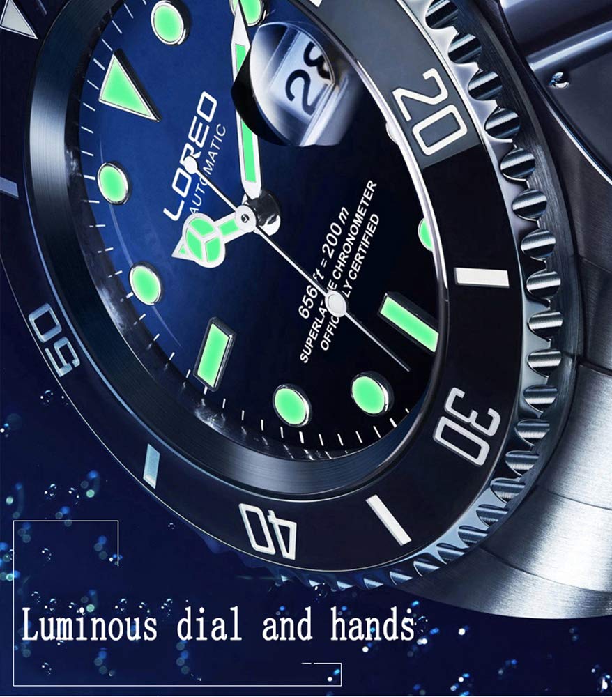 LOREO Men's Automatic Watch - Full Black Stainless Steel, Sapphire Glass, Rotating Bezel, Military Waterproof - Perfect for Outdoor Adventures, Business Meetings & Daily Wear