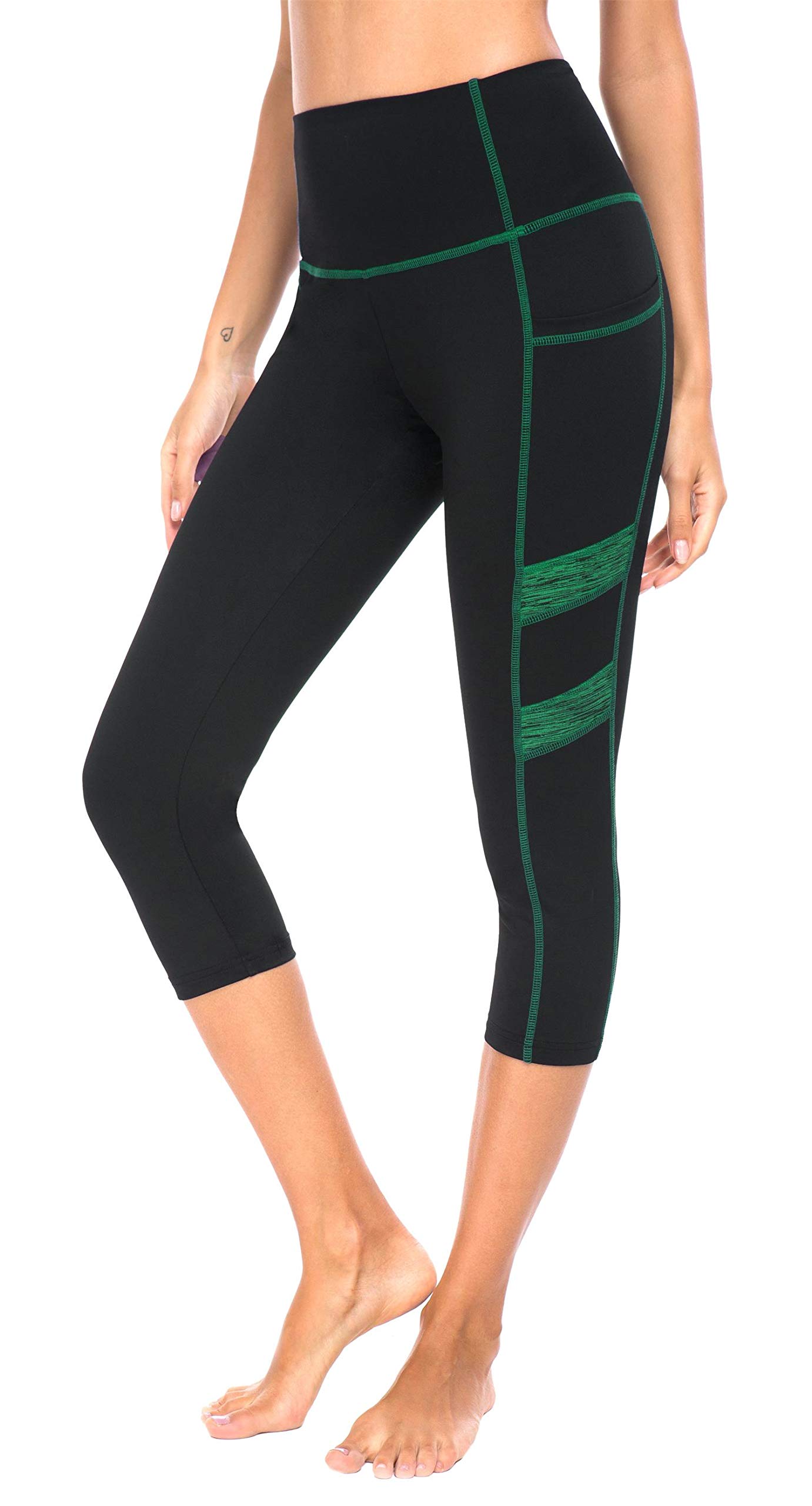 Flatik Women's Capri Gym Leggings - High Waisted Yoga Pants with Pockets for Workout, Running & Lounge | Moisture Wicking & Stretchy Activewear