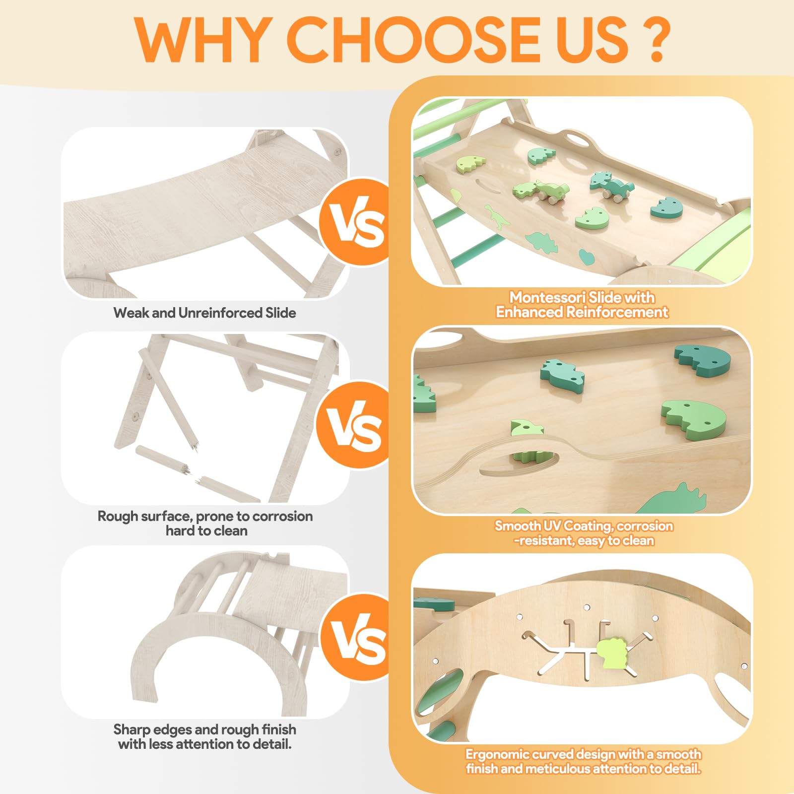 Montessori Wooden Pikler Triangle Climbing Set for Toddlers 1-3 Years - 9-in-1 Indoor Play Gym with Cushion, Maze, Shape Sorter & Dinosaur Car - Perfect for Home Playrooms, Daycares & Early Childhood Development