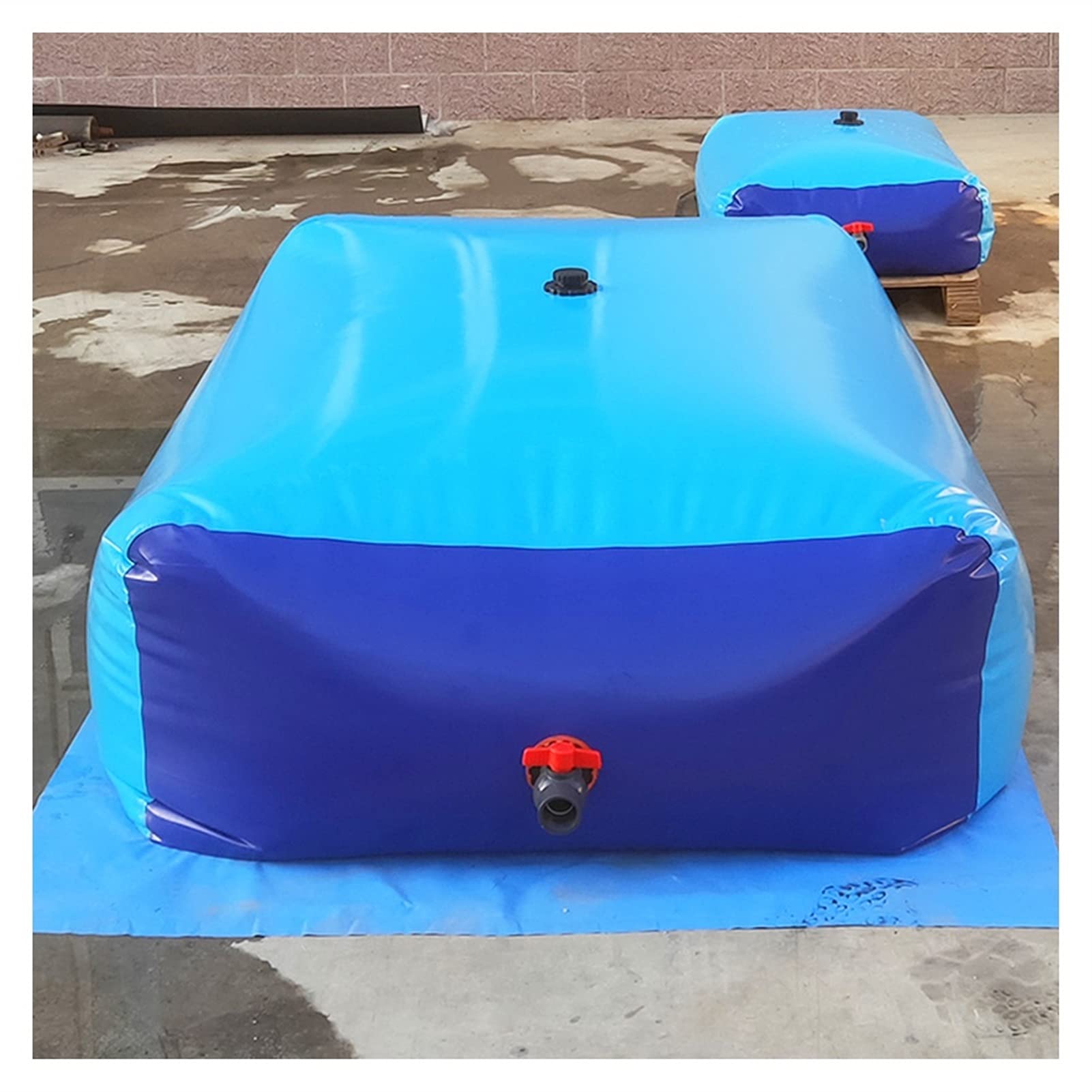 XJJUN 600L Foldable Water Storage Bag with Faucet - Portable Flame Retardant Collapsible Water Container for Firefighting, Car Washing, Camping & Emergency Preparedness (Blue, 1.5x0.9x0.45M)