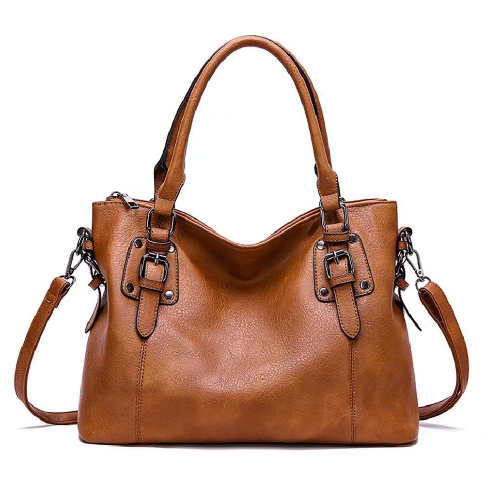 Stylish Large Tote Shoulder Bag for Women - Genuine PU Leather Handbag with Top Handle & Crossbody Strap - Perfect for Work, Travel, Commute & Daily Use