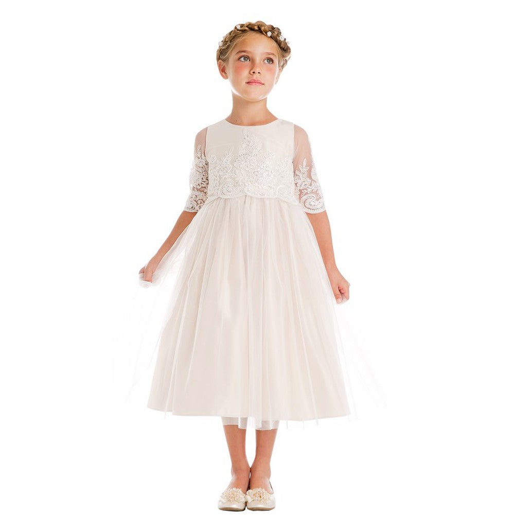 Champagne Sequin Bridesmaid Dress for Big Girls - Junior Size 7-12 | Sparkly Party Gown for Weddings, Prom & Special Occasions