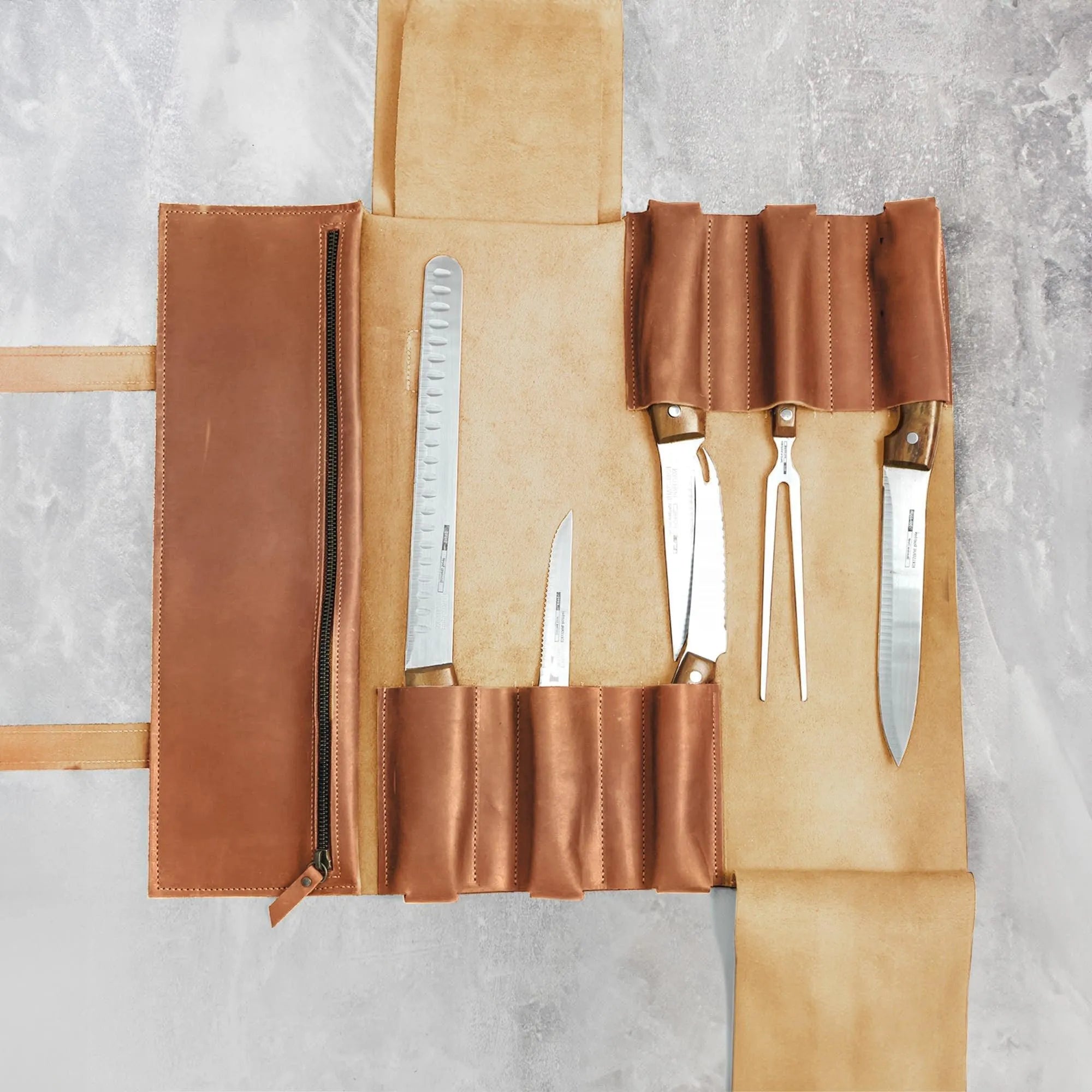 Premium Leather Knife Roll for Chefs & Butchers - Durable Professional Knife Storage Case with 12 Slots - Perfect for Kitchen, Camping & Culinary Gifts