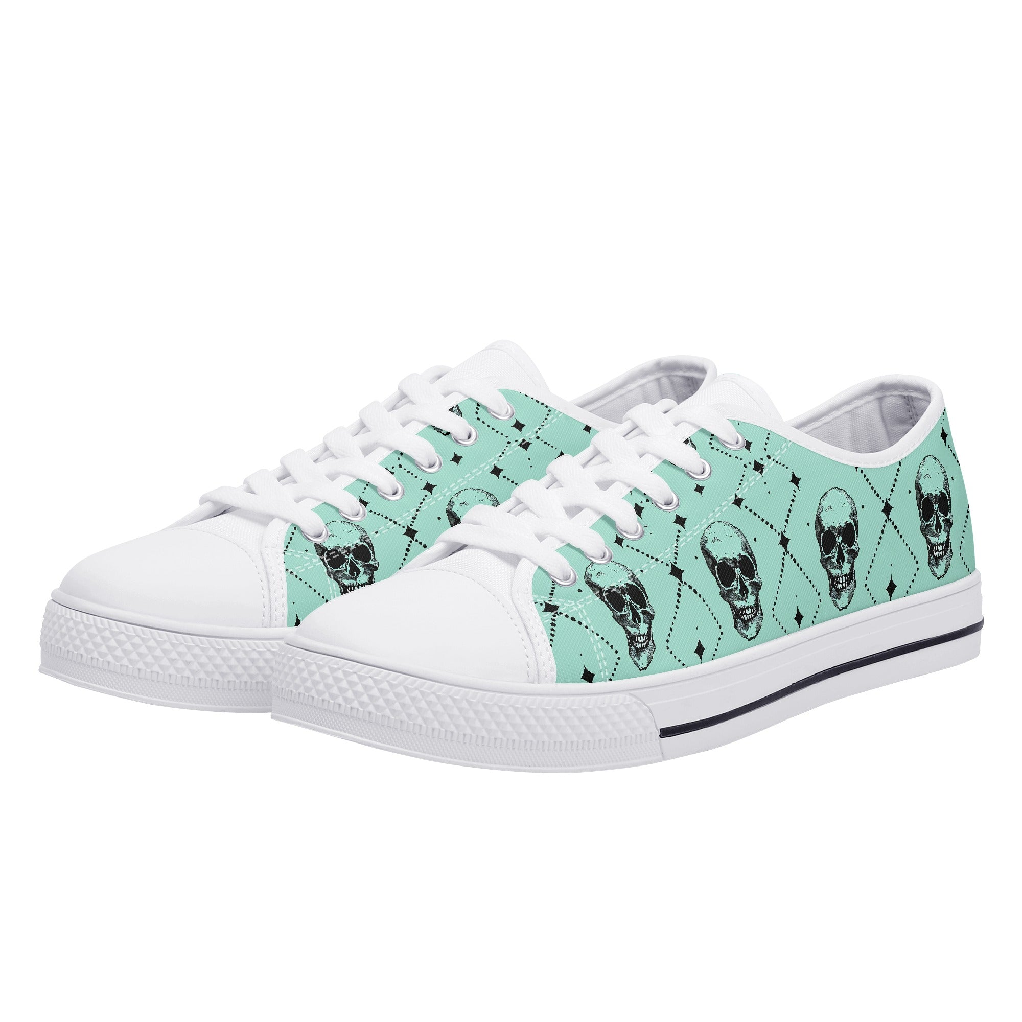 Men's Classic Skull Print Low Top Canvas Sneakers - Comfortable Rubber Sole Casual Shoes for Streetwear & Skateboarding