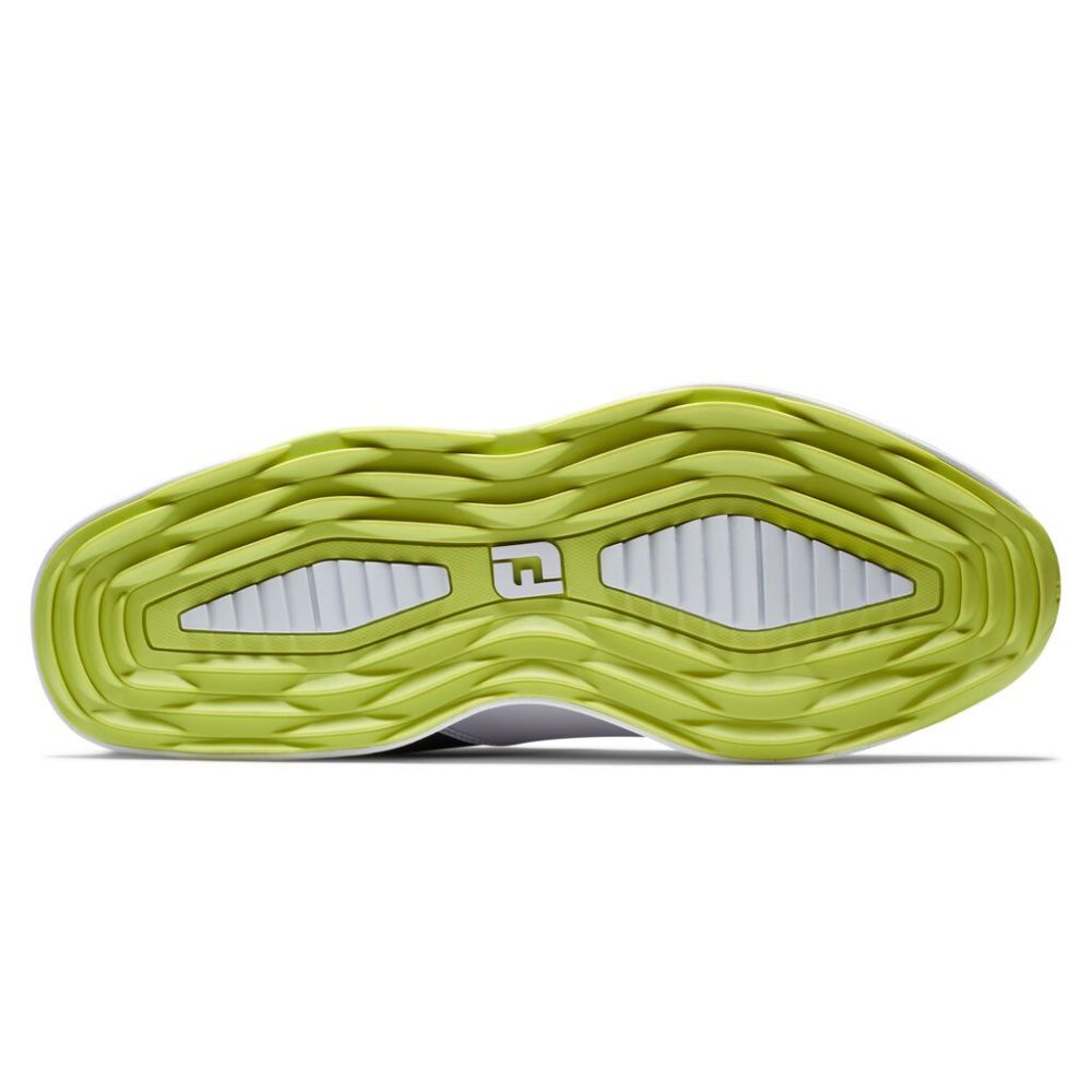 FootJoy Men's ProLite Spikeless Laced Golf Shoes - White/Navy/Lime | Lightweight Comfort for Walking Courses | Perfect for Casual & Tournament Play