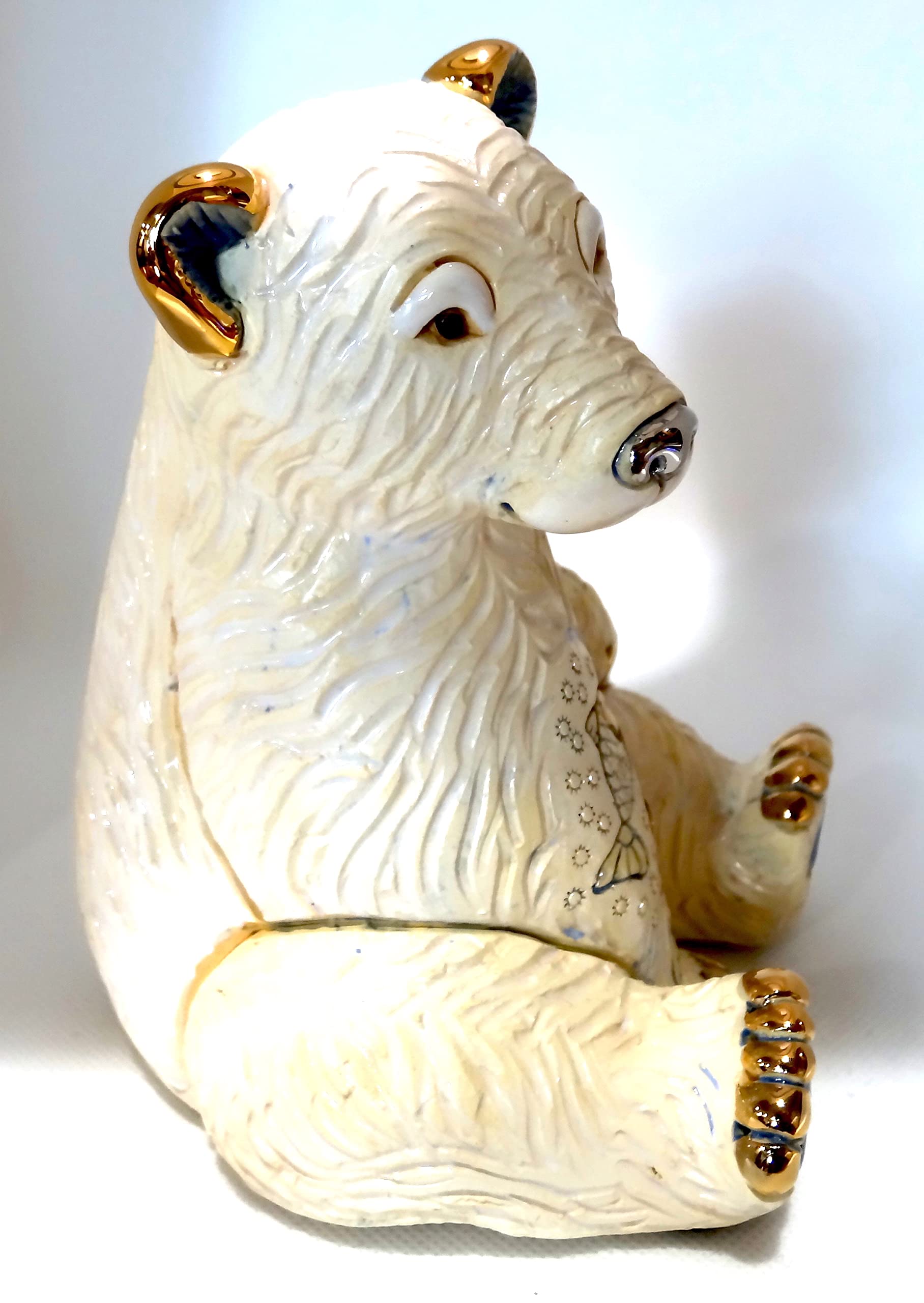 Handmade Sculpted Ceramic Polar Bear Figurine - De Rosa Medium Wildlife Collection - Perfect for Home Decor, Gift Giving & Animal Lovers