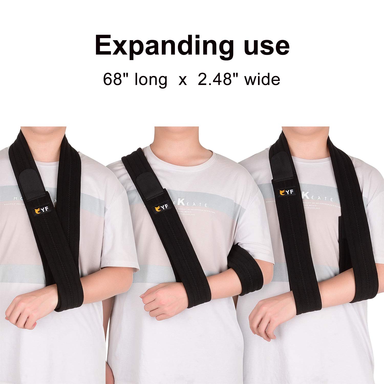 YF Arm Sling - Adjustable Shoulder Support for Rotator Cuff, Wrist & Elbow Injuries - Lightweight Comfortable Arm Immobilizer for Broken Bones & Fractures (Black) - Perfect for Sports Injuries, Post-Surgery Recovery & Daily Mobility Support