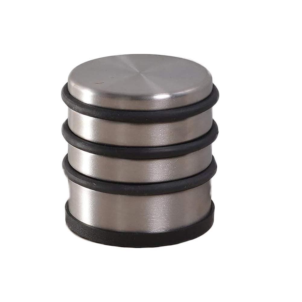 Heavy Duty Stainless Steel Door Stop with Non-Slip Rubber Base - No Drill Installation Required - Perfect for Home, Office, and Commercial Use (Silver)