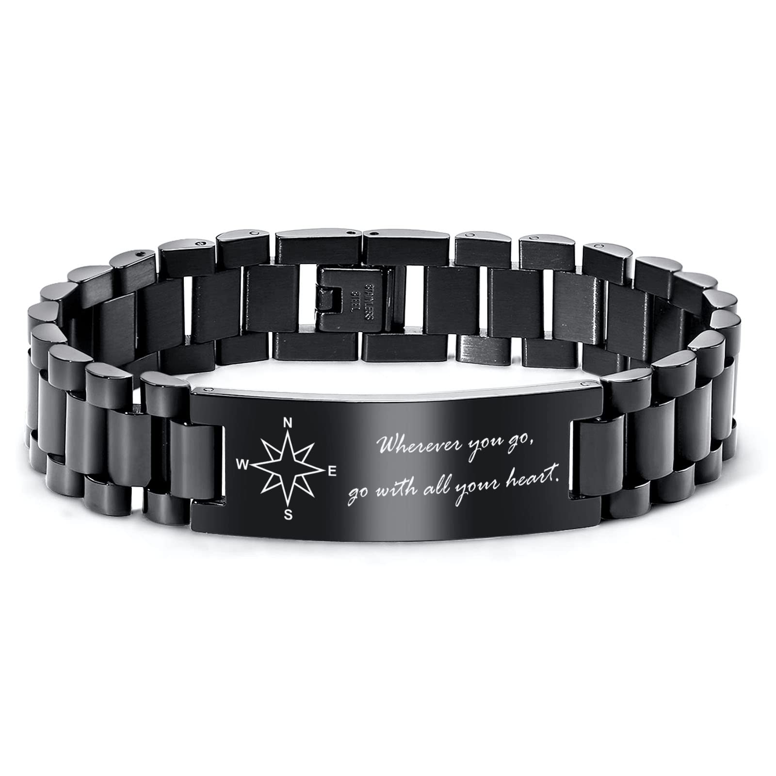 Custom Graduation Bracelet for Men - Personalized Stainless Steel Inspirational Gift for College Graduates Class of 2025 - Perfect Graduation Gift for Him - Ideal for Commencement Ceremonies, Graduation Parties & Celebrating Academic Achievements