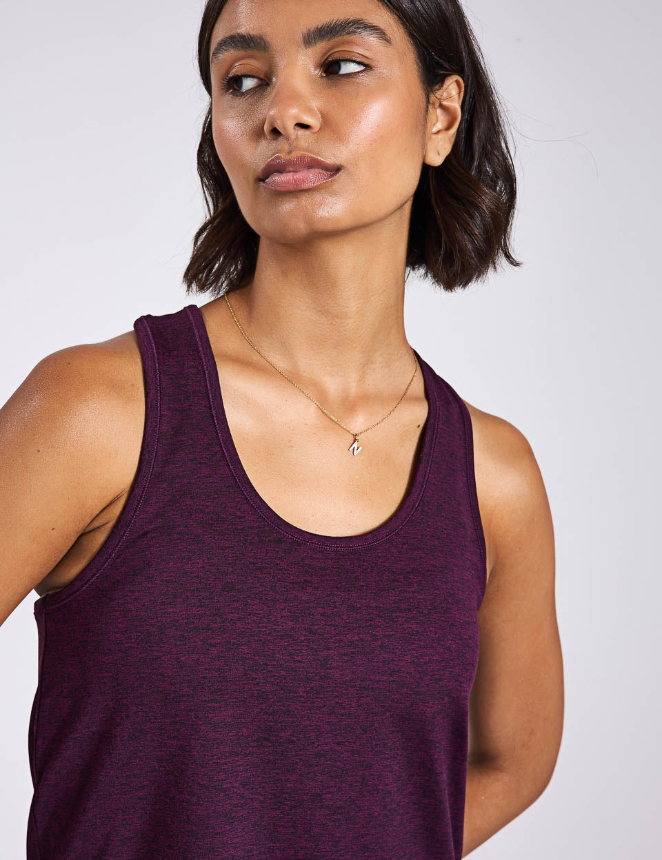 ReSet Relaxed Tank Top for Women - Soft Plum Heather Color - Perfect for Yoga, Gym & Casual Wear