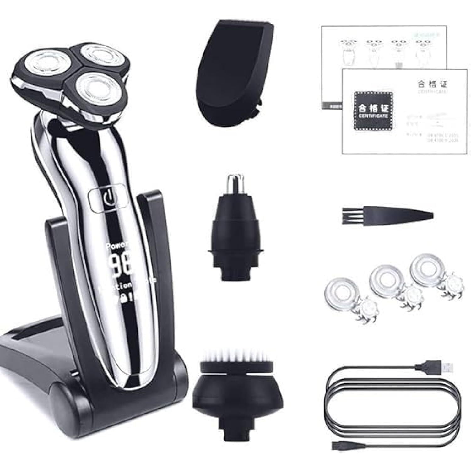 4-in-1 Rechargeable Electric Razor for Men - Waterproof Wet/Dry Shaver with Beard & Mustache Trimmer, USB Charging & Precision Blades | Perfect for Travel, Gym & Daily Grooming Routine