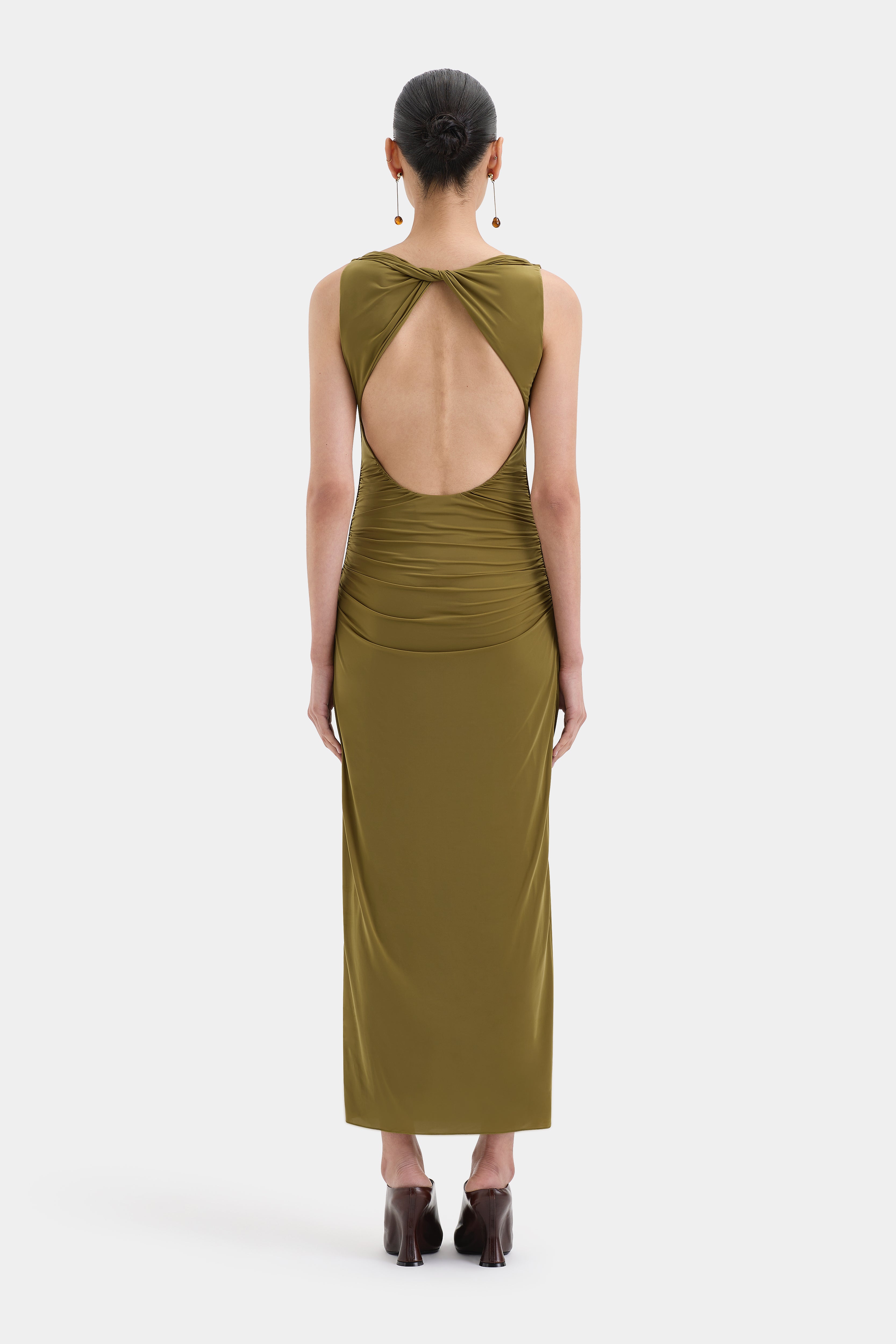 Cascina Twist Midi Dress for Women | Flowy Summer Dress with Twist Detail | Perfect for Beach Vacations, Date Nights & Brunch Outings
