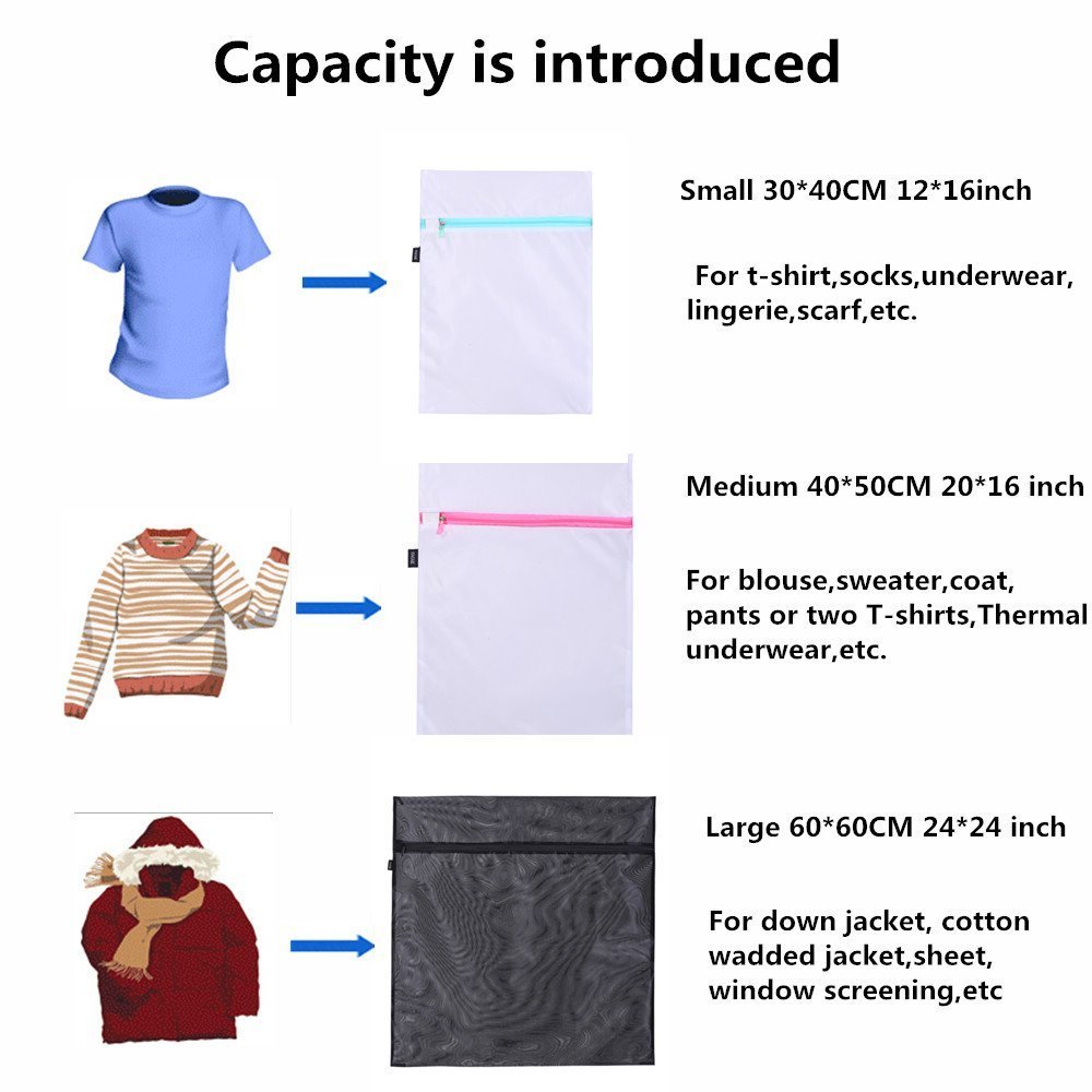 Best Laundry Bags for Travel & Delicates - Mesh Wash Bags for Clothes Protection (Set of 3) | Perfect for Gym, College Dorms & Baby Clothes