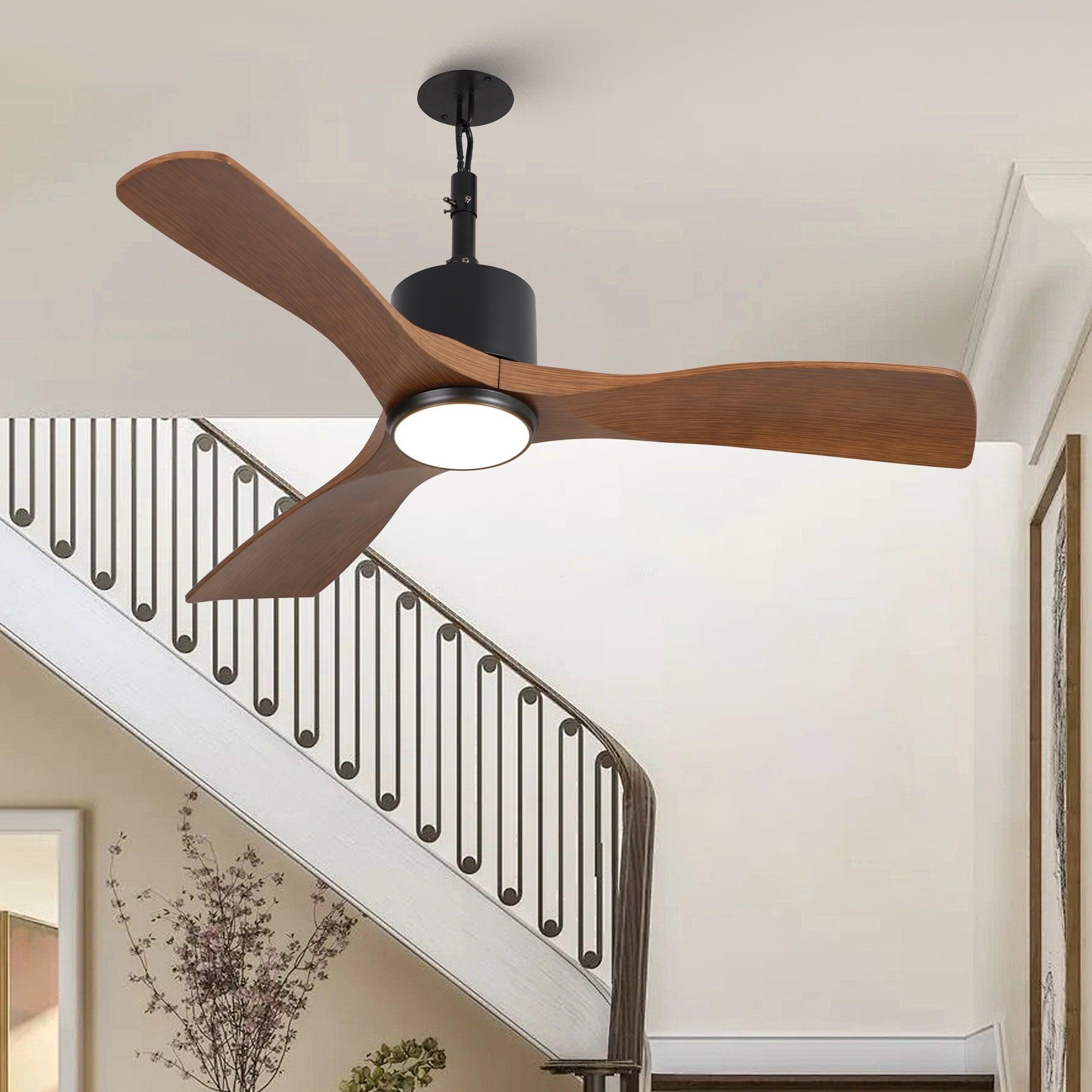 42 Inch IP65 Rated Outdoor Ceiling Fan with LED Light - Modern Black Design, Dniester DC Motor, Hanging Buckle & Downrod - Perfect for Patio, Deck, Pergola and Outdoor Living Spaces