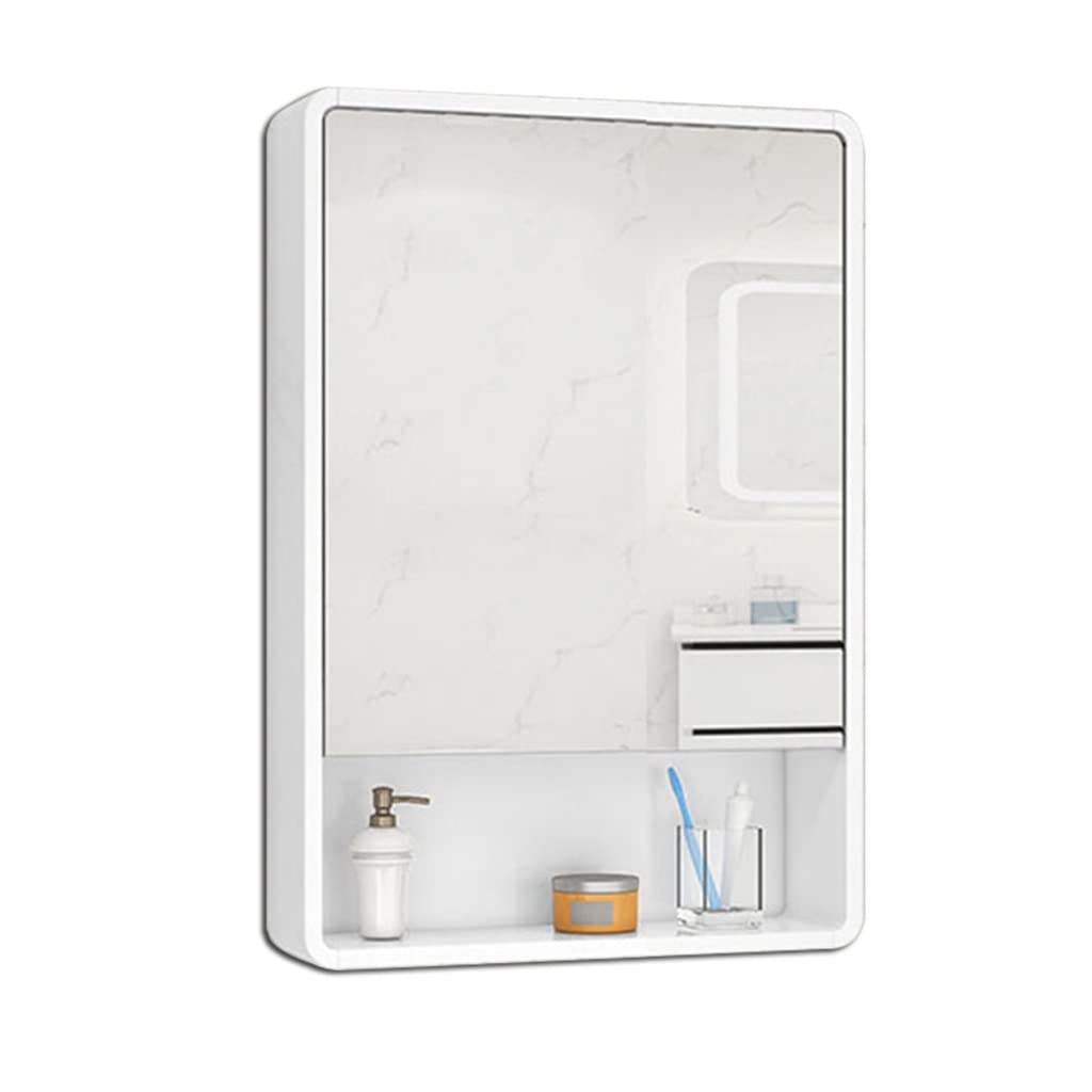 White Wall Mounted Medicine Cabinet with Mirror - FIFOR Over The Toilet Storage Cabinet for Bathroom, Living Room & Kitchen - 50 x 14 x 80cm Surface Mount Organizer - Perfect for Small Spaces, Makeup Storage & Bathroom Essentials