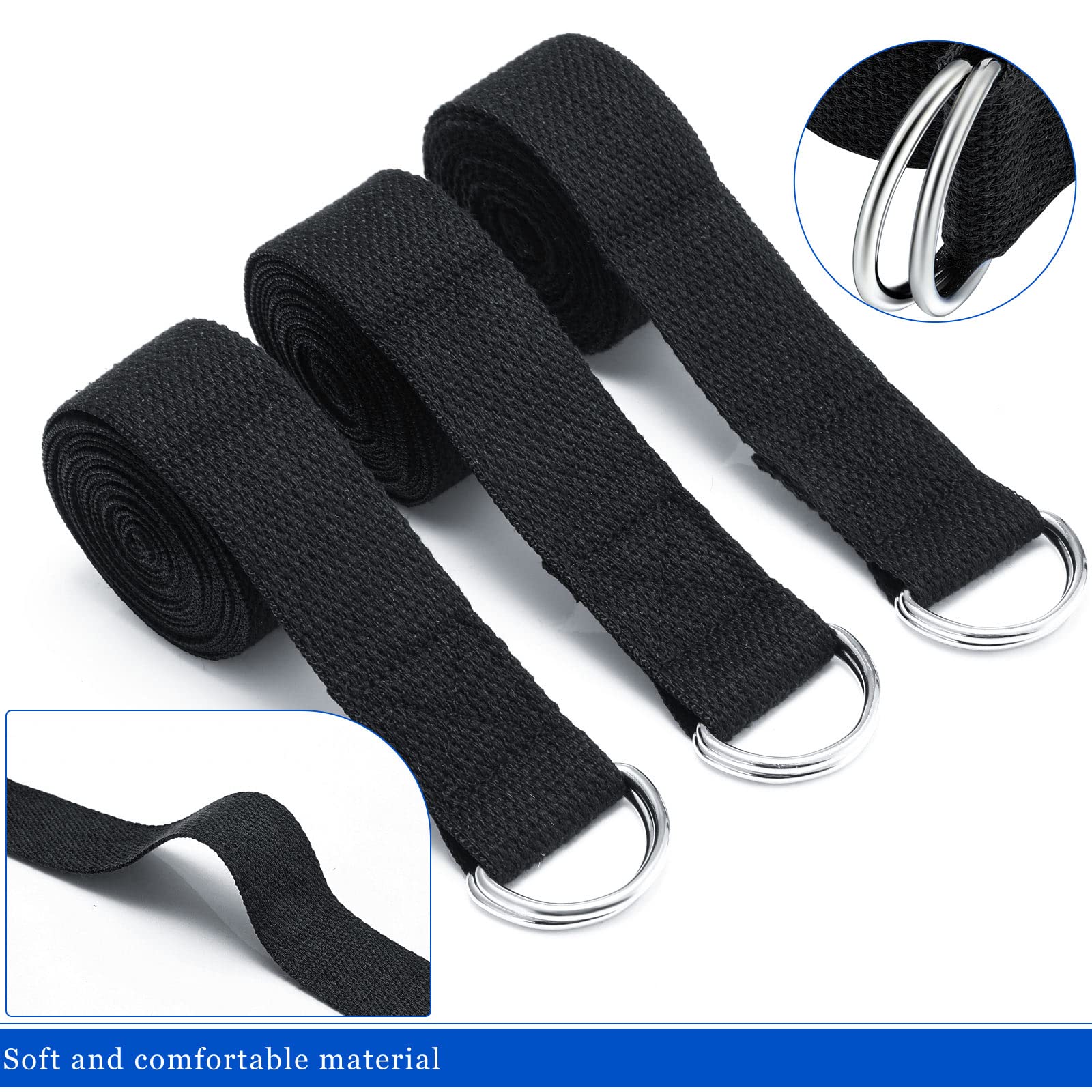 6-Pack 8 Ft Adjustable Yoga Straps with D-Ring Buckles for Stretching, Pilates, Gym Workouts & Posture Improvement - Perfect for Home Fitness, Yoga Classes & Physical Therapy