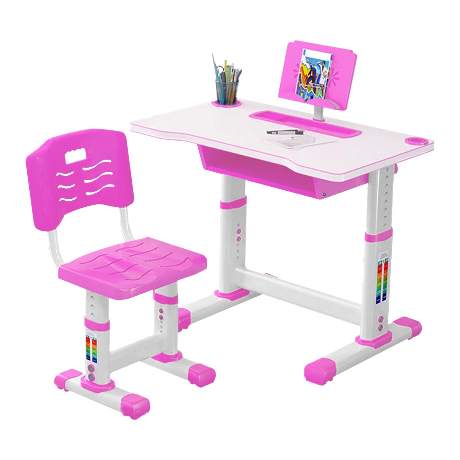 Adjustable Kids Desk and Chair Set with Bookstand & Storage Drawer - Ergonomic Study Table for Boys & Girls - Perfect for Writing, Reading, Drawing & Homework (Ideal for Bedroom, Playroom & Homeschooling)