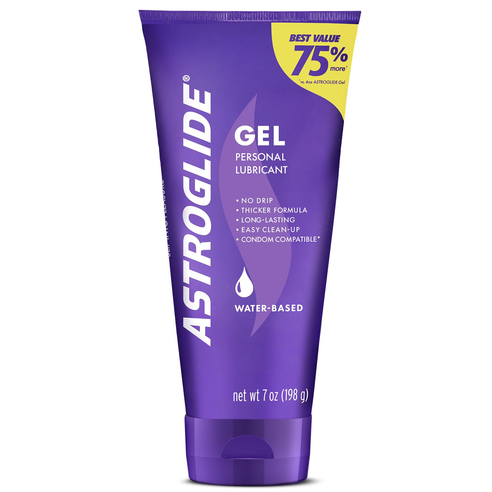 Astroglide Water-Based Personal Lubricant Gel (7oz) - Ultra Gentle, Long-Lasting Sex Lube for Men, Women & Couples - No Drip Formula for Vaginal & Anal Sex - Safe with Sex Toys - Perfect for Sensitive Skin & Intimate Moments