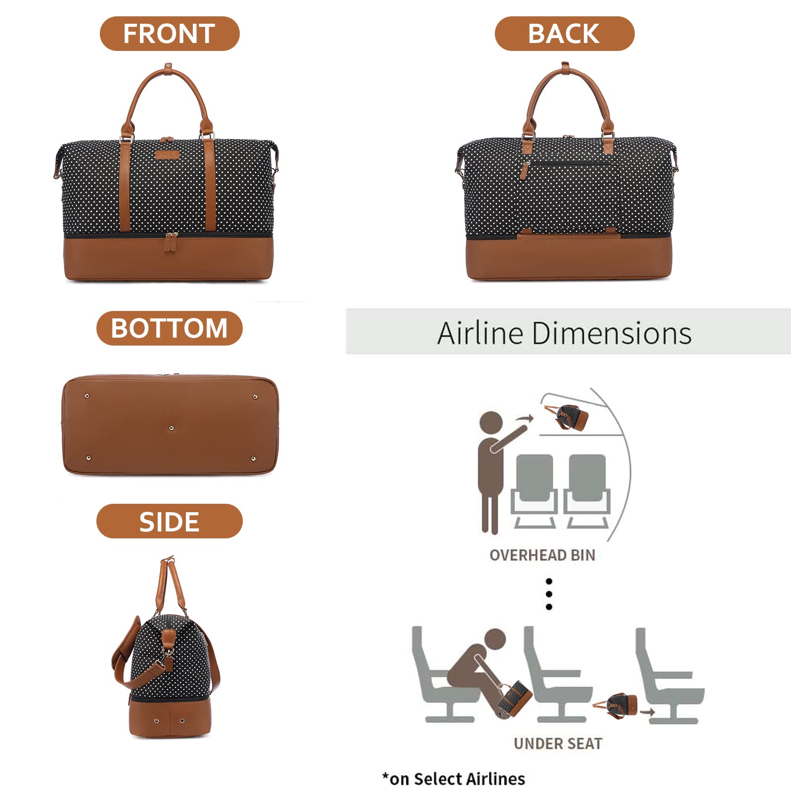 Stylish Canvas Weekender Bag for Women - Spacious Travel Duffle with Shoe Compartment & Toiletry Pouch - Perfect Carry-On Gym Bag for Weekend Getaways, Hospital Visits, and Labor Delivery | Ideal for Travel, Workouts, and Overnight Stays