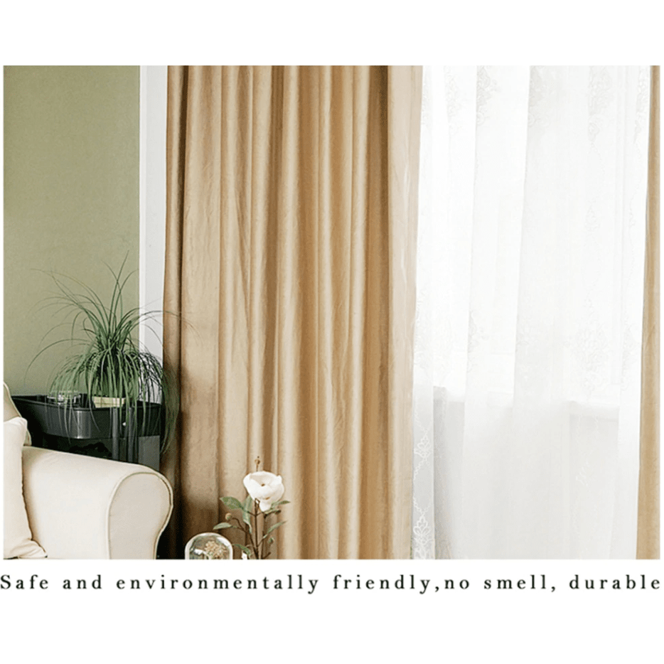 Brittany Velvet Plain Curtains in Ivory & Beige - Luxurious Window Treatments for Living Room & Bedroom