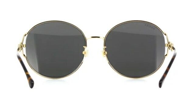 Gucci GG 1017SK 001 Gold & Gray Oversized Full Rim Metal Round Women's Sunglasses - UV Protection Fashion Shades for Beach, Driving & Outdoor Activities