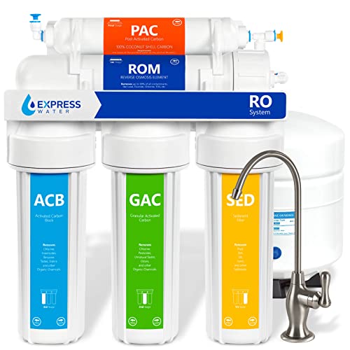 Express Water 5-Stage Reverse Osmosis Water Filtration System - 100 GPD Under Sink RO Filter with Faucet & Tank - Removes 99% Contaminants for Clean Drinking Water - Perfect for Home, Office, and RV Use