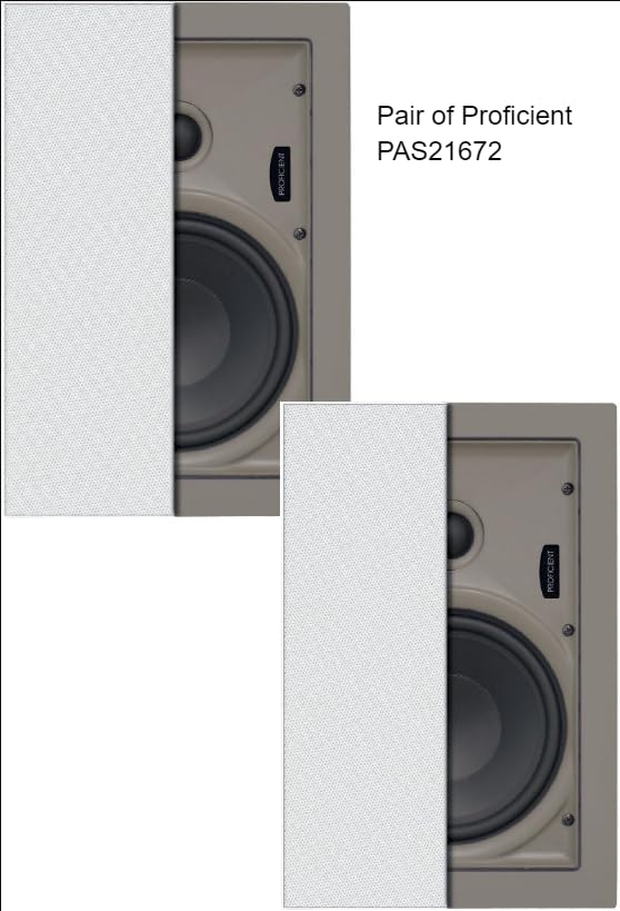 PROFICIENT AUDIO SYSTEMS PAS21672 / W672 6.5 Inch 2-Way Poly In-Wall Speakers - Pair for Home Theater & Surround Sound Systems