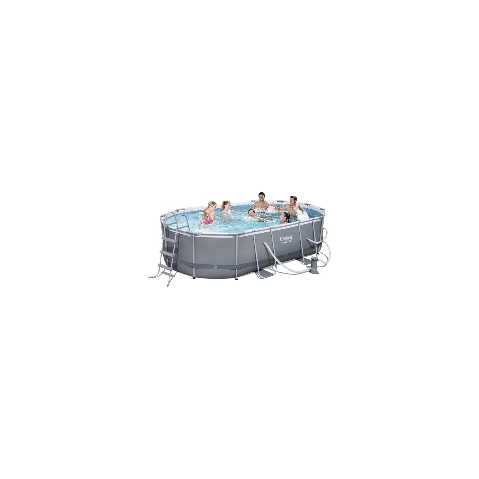 Bestway Power Steel Oval Frame Above Ground Pool Set with Filter Pump, Ladder, Cover & Maintenance Kit | Durable & Easy Setup for Backyard, Summer Fun, Family Gatherings