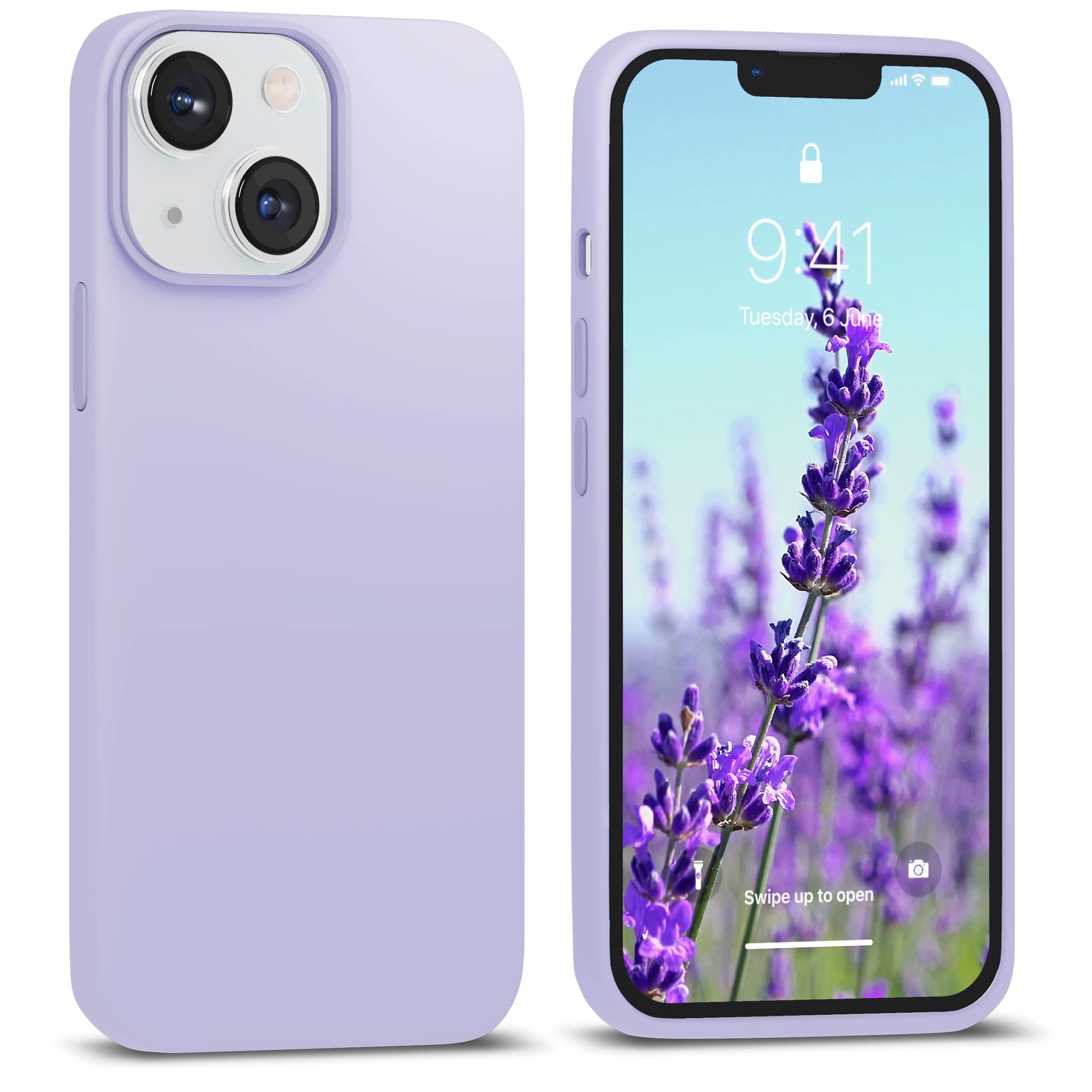 IceSword iPhone 13 Mini Case - Slim Shockproof Silicone Cover with Soft Anti-Scratch Microfiber Lining | 5.4 Inch Matte Pastel Purple Lavender Protective Phone Case | Perfect for Everyday Use, Travel & Outdoor Activities