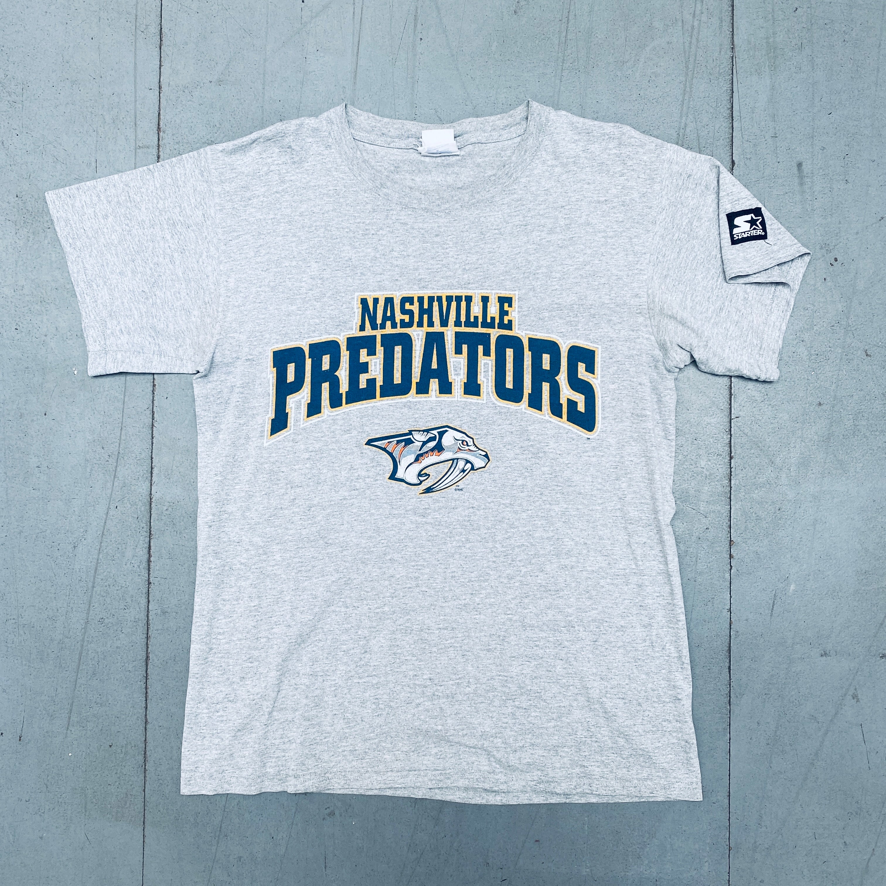 Nashville Predators 1998 Vintage Graphic Spellout T-Shirt for Men - Retro Hockey Fan Apparel for Game Day & Casual Wear