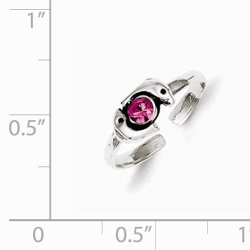 Antique Silver Dolphin Toe Ring with Cubic Zirconia - Beach & Summer Wear