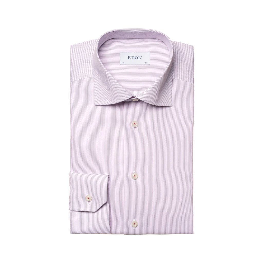 ETON Striped Twill Contemporary Single Cuff Business Shirt for Men - Light Purple Formal Dress Shirt - Perfect for Office, Meetings & Special Occasions