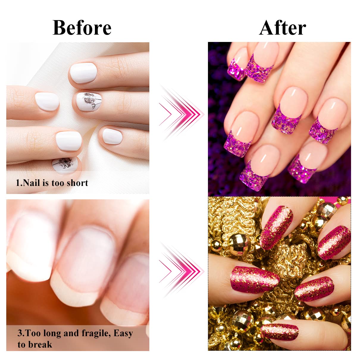 Subay 200Pcs Professional Long Nail Forms for Acrylic & Polygel Nails - Premium Nail Extension Forms for Nail Art Tips & Salon Use - Durable Acrylic Nail Paper Forms & Stickers - Perfect for DIY Manicures, Salon Professionals & Nail Extensions