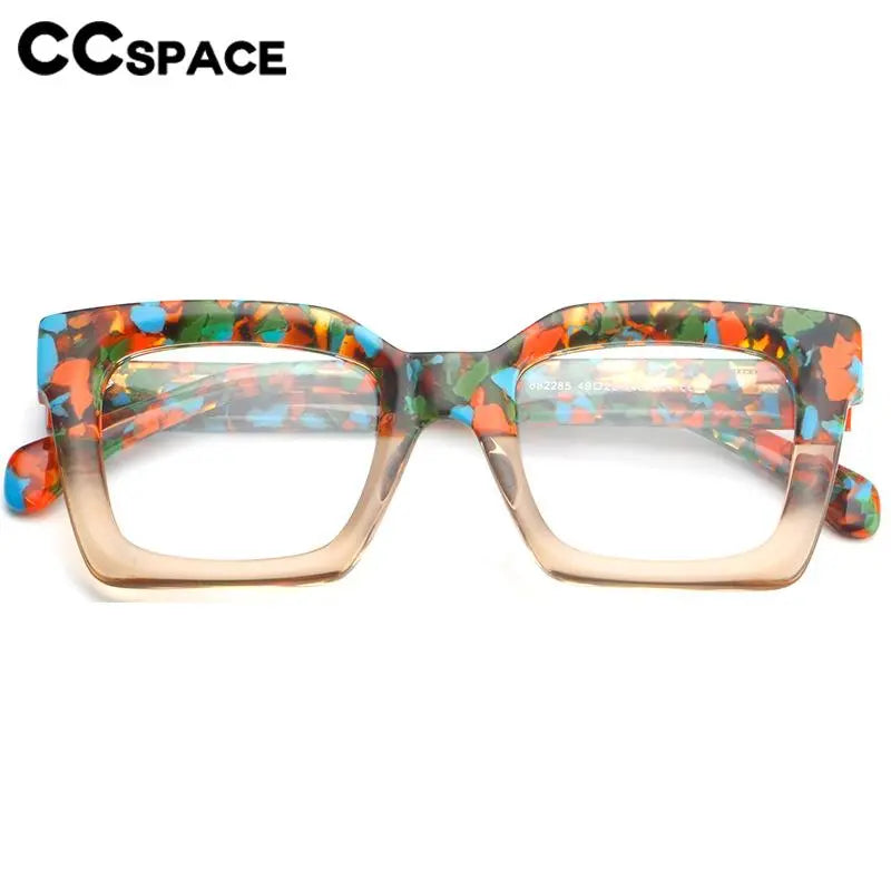 CCspace Unisex Full Rim Large Square Acetate Eyeglasses 56909 - Trendy Oversized Square Frames for Men & Women - Perfect for Reading, Fashion, and Daily Wear