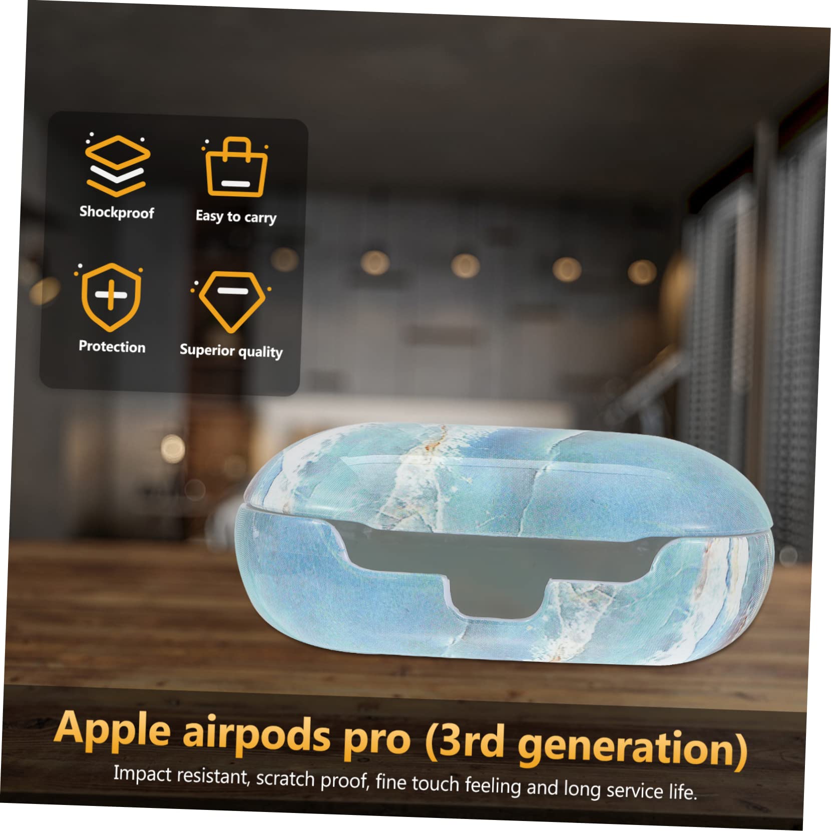 Mikikit Marble Protective Case for Headphones - Anti-Fall, Anti-Scratch Cover with Precise Charging Holes & Storage Box - Perfect for Travel, Gym, and Daily Use