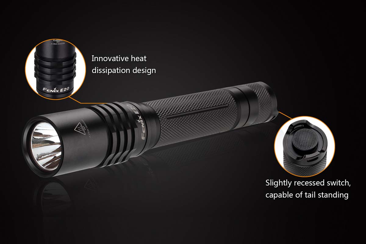 Fenix E20 Flashlight - High-Powered LED Tactical Light for Camping, Hiking & Emergency Use