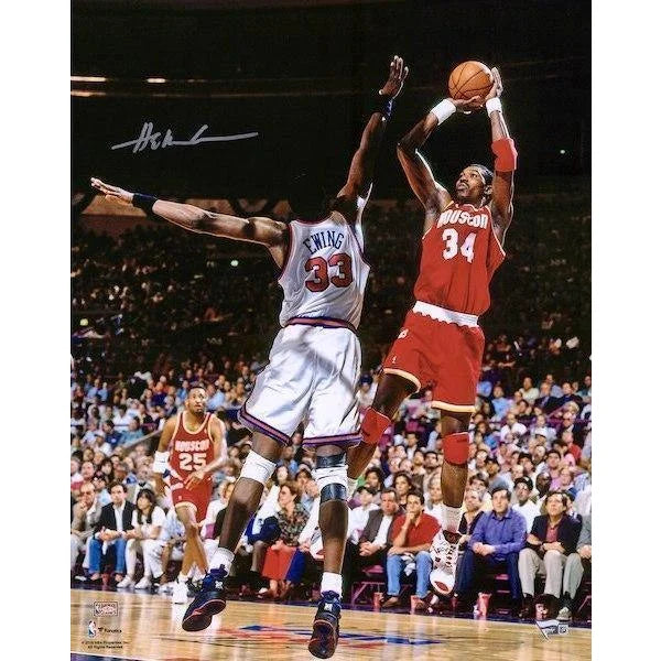 Hakeem Olajuwon Autographed Houston Rockets 16x20 Framed Photo with COA - Perfect for Sports Memorabilia Collectors and Man Cave Decor
