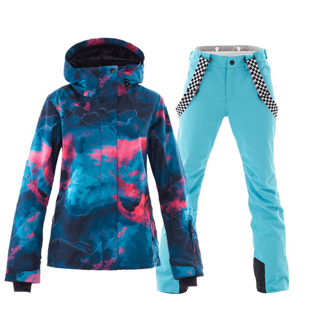 GS SNOWING Women's Ski Jacket & Pants Set - Windproof, Waterproof, Insulated Snowsuit for Winter Warmth - Perfect for Snowboarding, Skiing & Outdoor Winter Activities