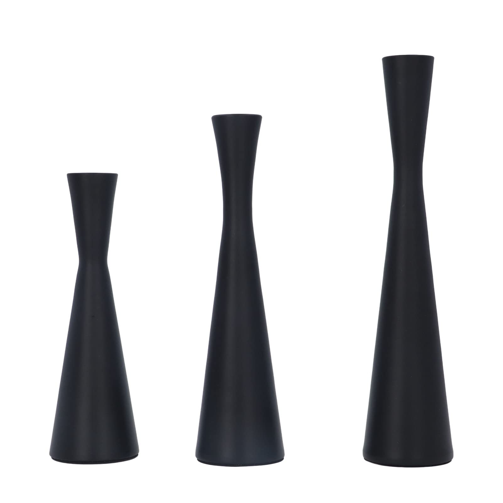 3-Piece Black Candlestick Holders Set - European Style Luxury Wrought Iron Candle Holders with Retro Modern Matte Finish | Perfect for Dining Table Centerpiece, Wedding Decor & Home Ambiance Lighting
