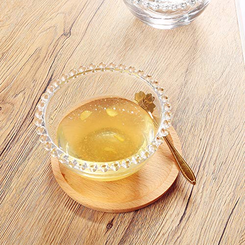 Sizikato Clear Glass Dessert Bowl with Beaded Rim - Perfect for Fruit Salads, Ice Cream, Yogurt & Party Serving - Elegant Tableware for Dining & Entertaining