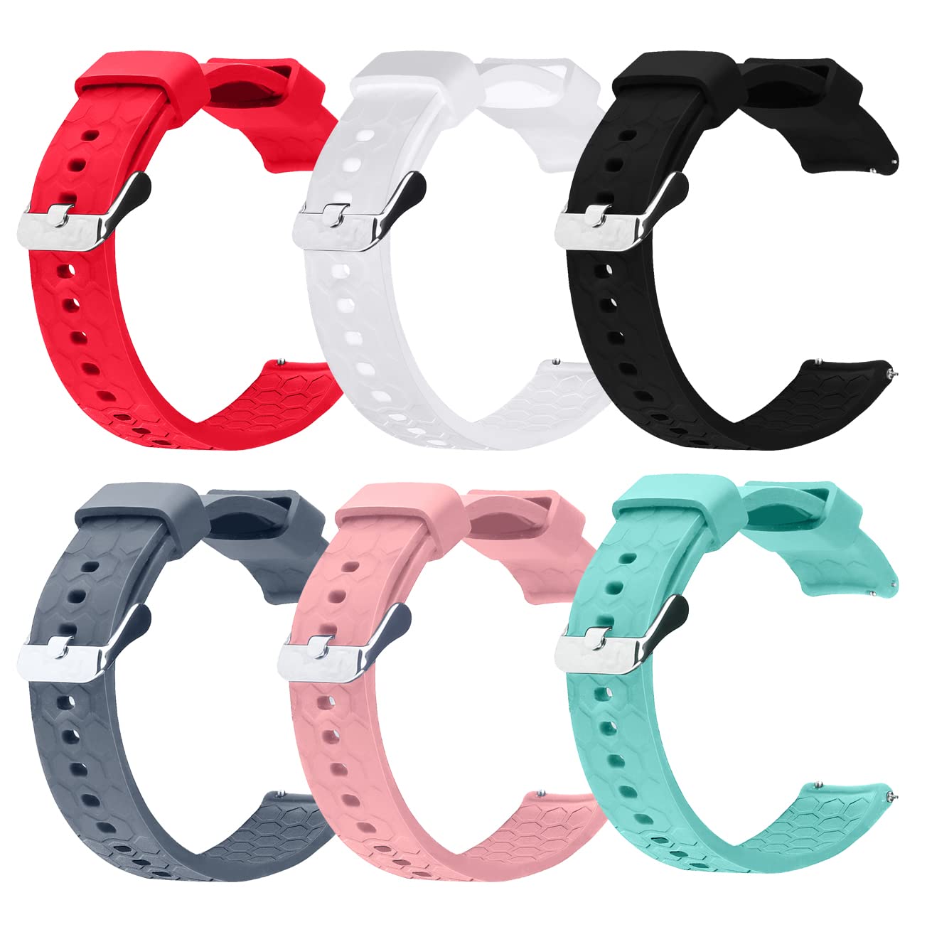 FitTurn 6-Pack Silicone Replacement Bands for Cubitt Jr & Teens Smart Watch - Quick Release, Waterproof, Soft & Durable Wrist Straps - Perfect for Kids Sports, Swimming & Everyday Wear