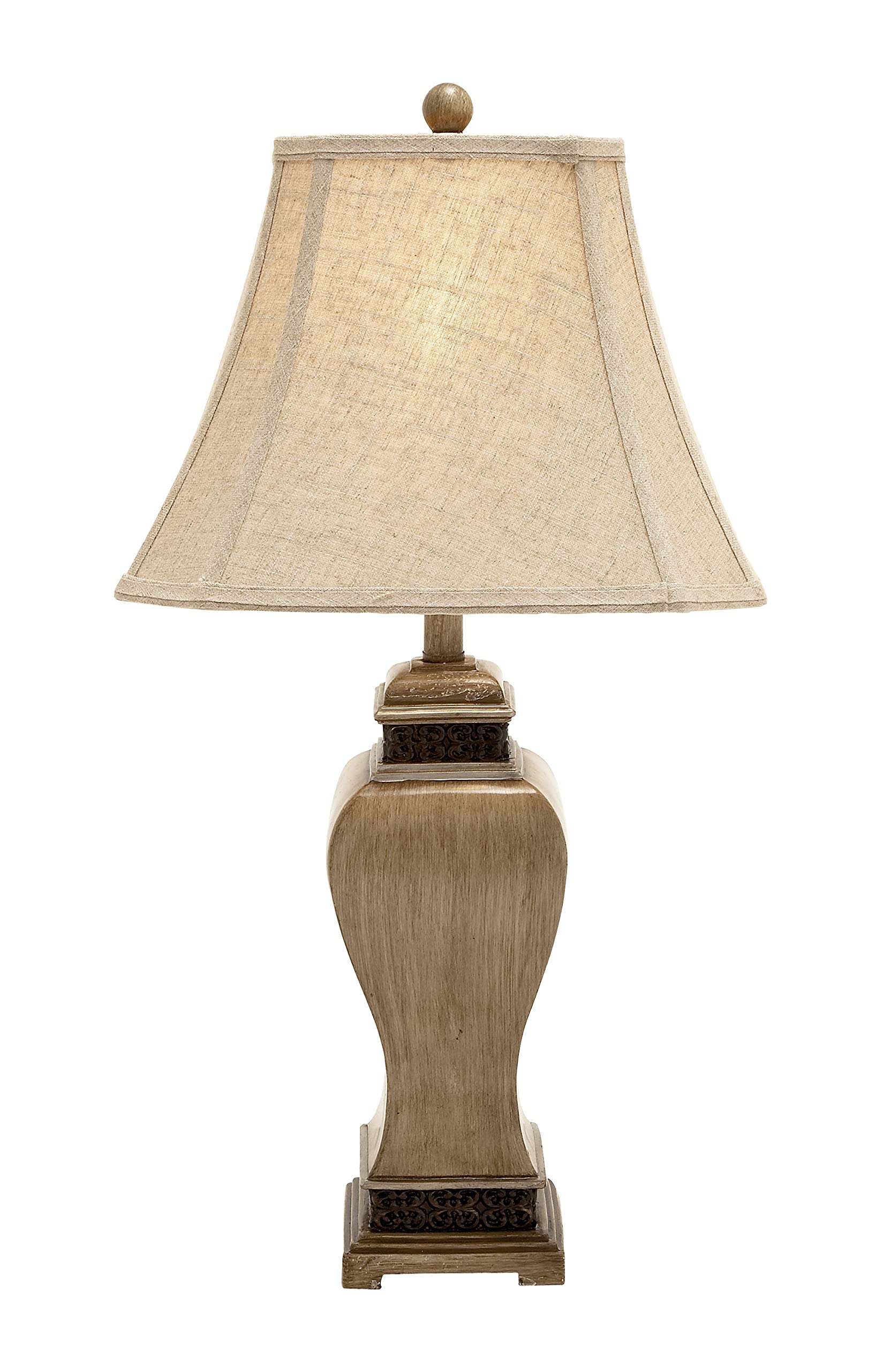 Deco 79 Set of 2 Brown Polystone Table Lamps with Tapered Shade - 15