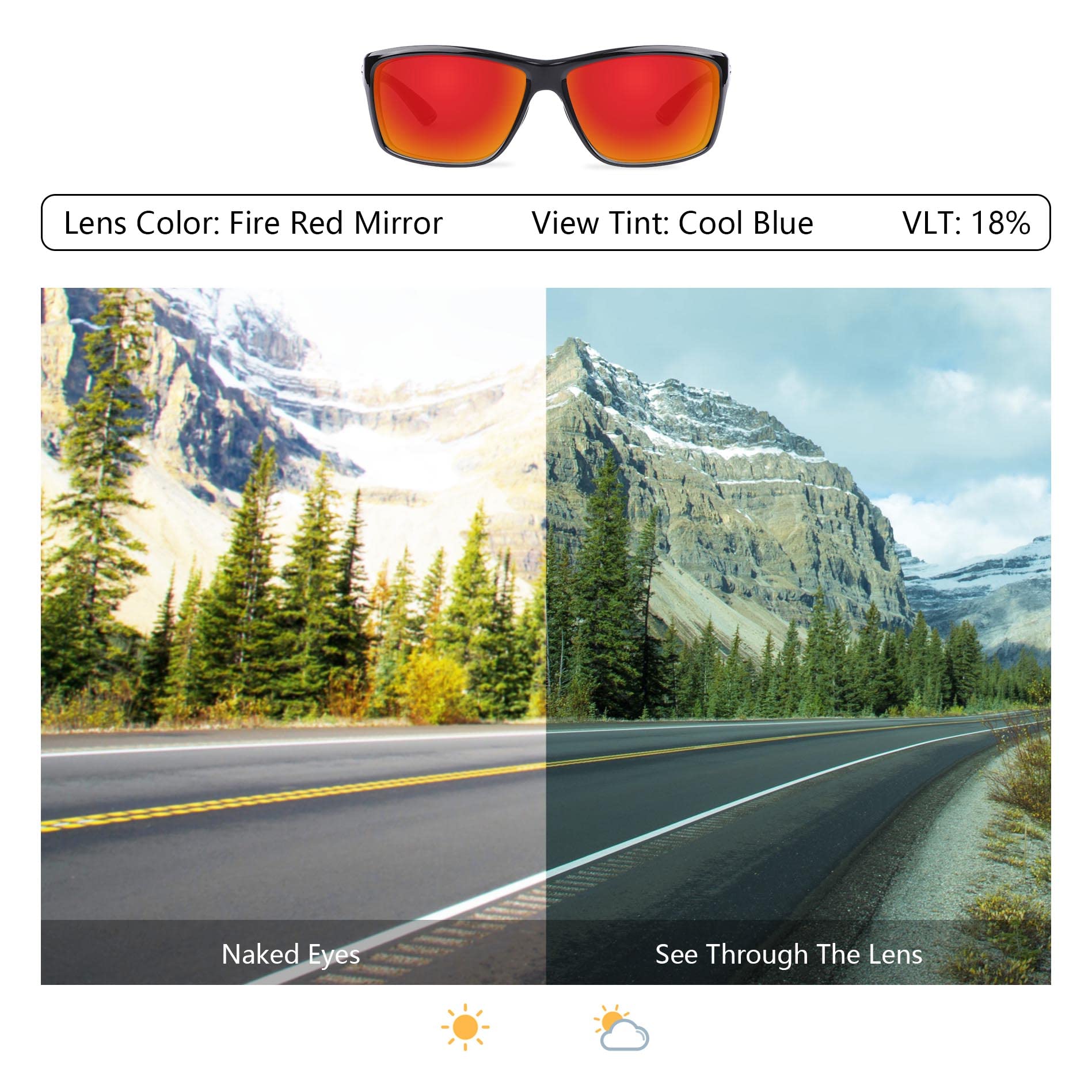 Bowyer POLARIZED Replacement Lenses for Costa Del Mar Brine Sunglasses - Fire Red Mirror Polarized Lenses for Fishing, Boating & Outdoor Sports