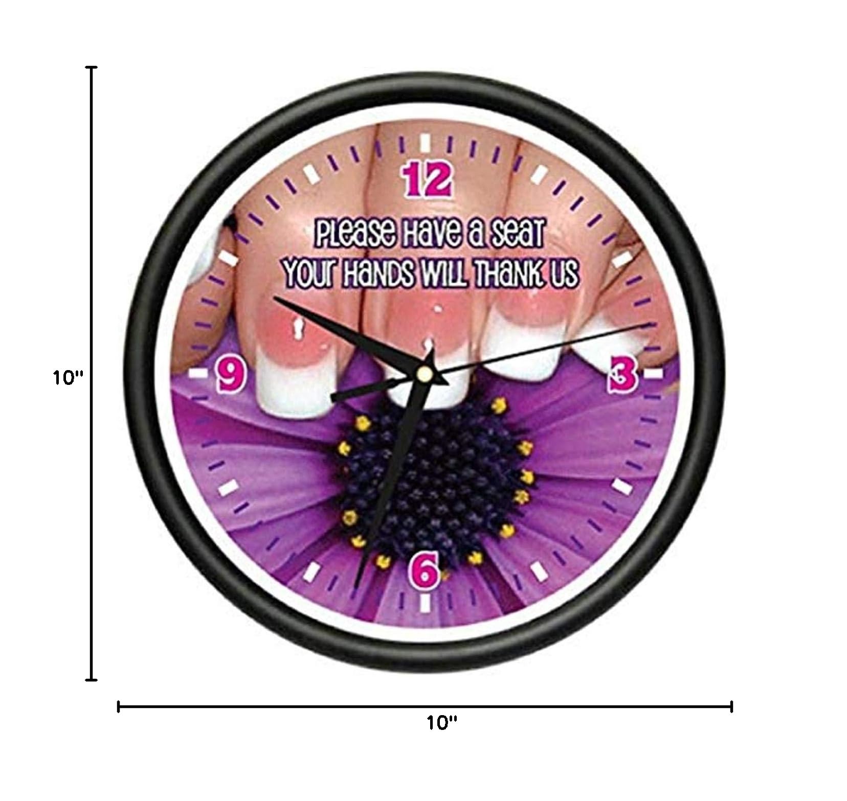 SignMission Nail Salon Wall Clock - Silent Non-Ticking Decorative Clock for Manicurists & Beauty Professionals | Perfect for Spa, Salon & Home Decor