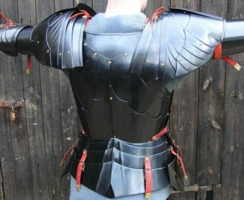 18GA Steel Medieval Upper Body Armor Suit - Breastplate with Hand & Pauldrons for LARP, Cosplay, Renaissance Fairs & Historical Reenactments
