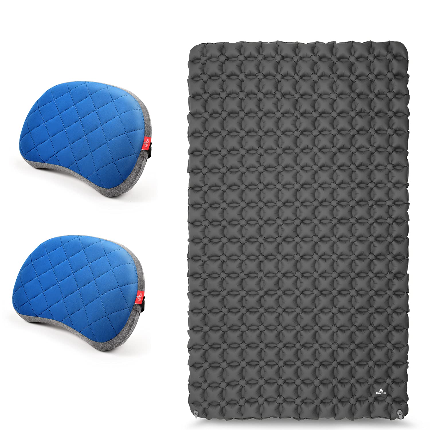 **Hikenture Ultralight Double Sleeping Pad & 2 Inflatable Camping Pillows – 2-Person Backpacking Mat with Pump Sack – Lightweight & Compact for Hiking, Camping & Outdoor Adventures**